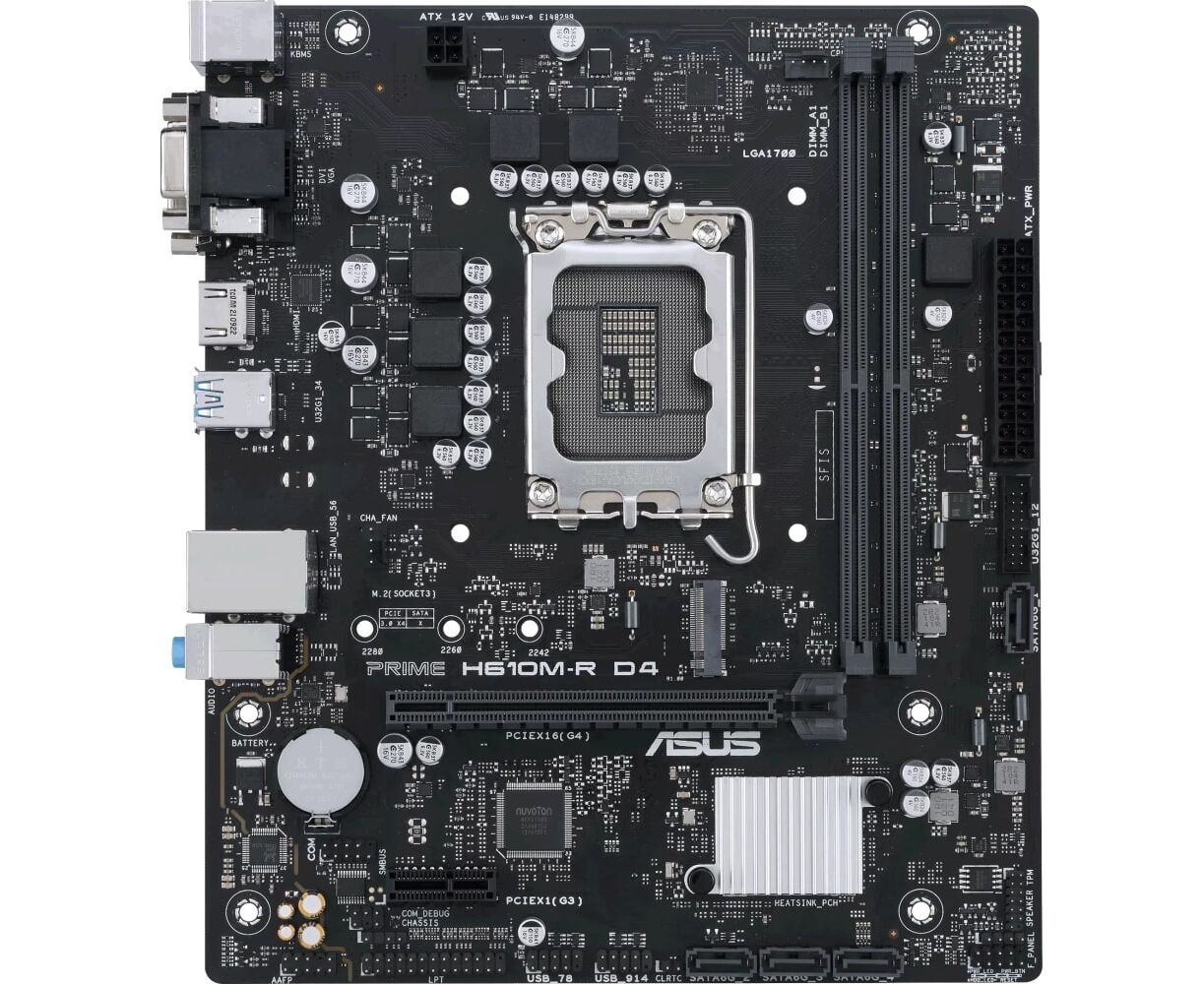MB s1700 ASUS PRIME H610 M-R D4-SI m ATX 2x DDR4 PCI Ex16 PCI Ex1 M.2 HDMI DVI VGA GLAN (90 MB1 B40-M0 ECY0)
