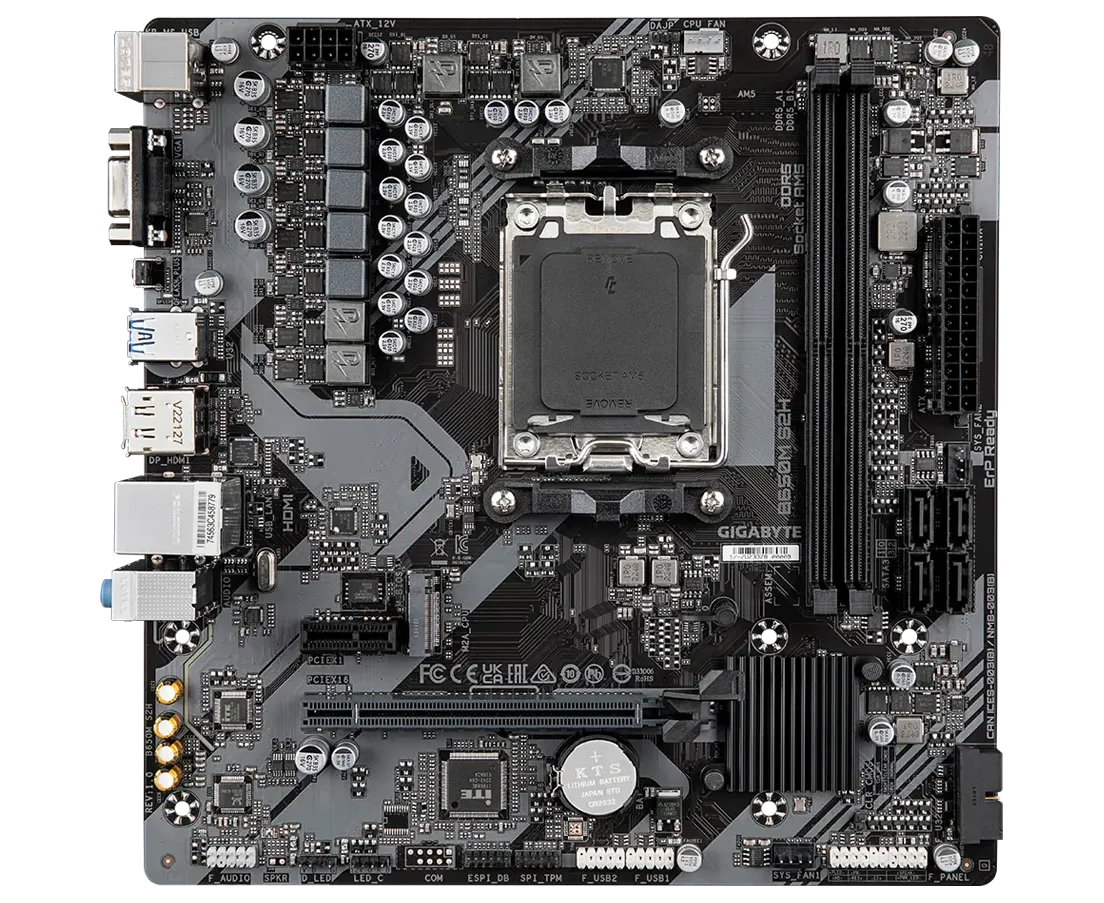 MB s AM5 Gigabyte B650 M S2 H, AMD B650, 2x DDR5-5200 МГц, 1x PCI-Ex16, 1x M.2, Micro-ATX