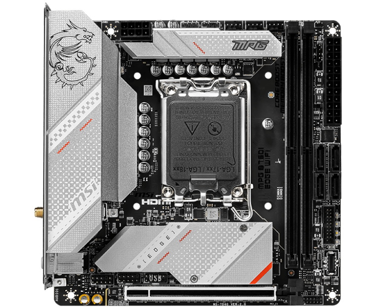 MB s1700 MSI MPG B760 I Edge Wifi, 2*DDR5, 1*PCI Ex16, 2*M.2, 2*Type C, 1*USB3.2 Gen2, 6*USB3.2 Gen1, 4*USB2.0, 4*SATA3.0, 2.5 G, DP, HDMI, Mini-ITX, RTL