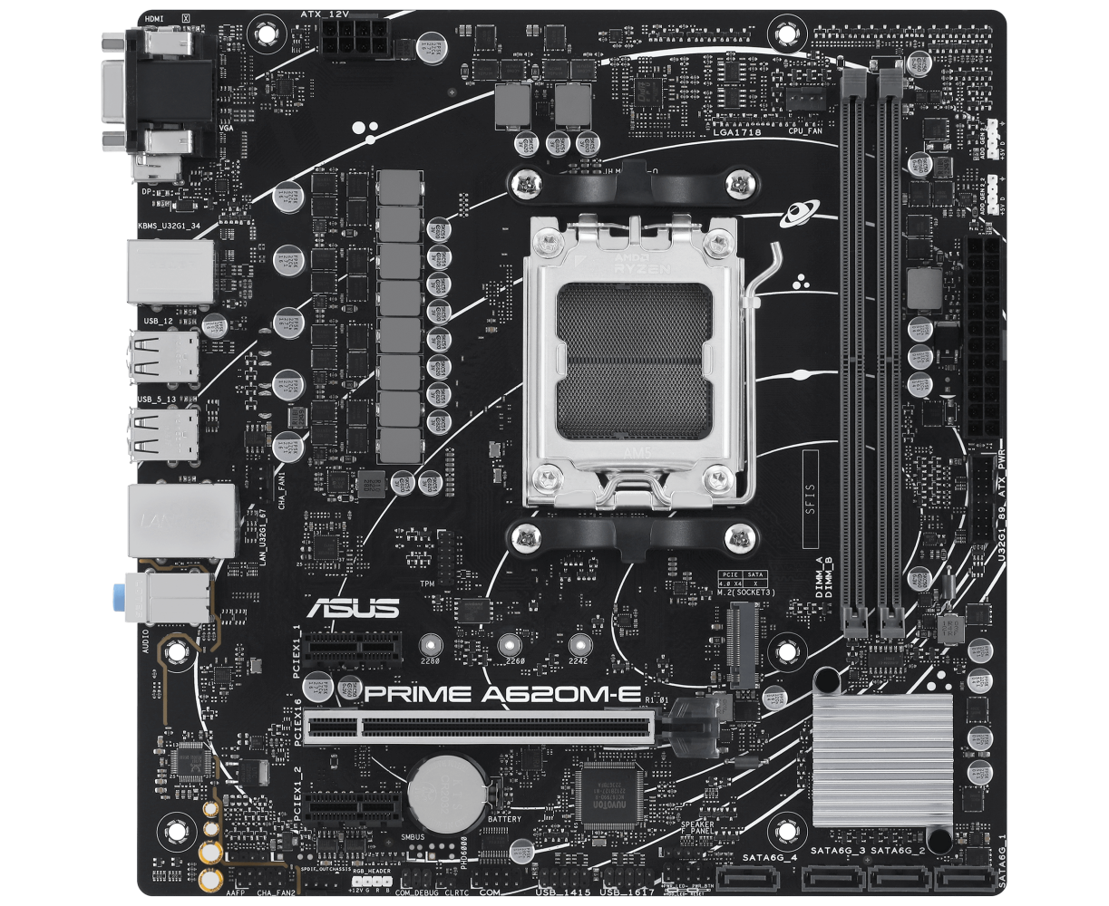 Материнская плата ASUS Prime A620 M-E (90 MB1 F50-M0 EAY0)AM5,A620,USB 3.2 GEN 1,AURA