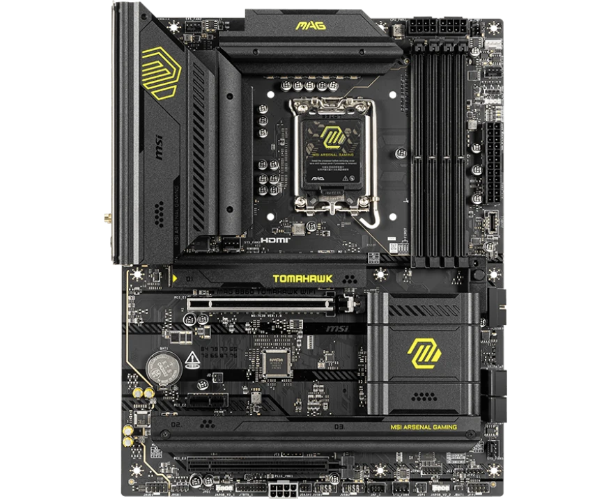 Материнская плата MSI Mag B860 Tomahawk Wifi B860, LGA1851, 4*DDR5, 2*PCI Ex16, 1*PCI Ex1, 3*M.2, 3*Type C, 4*USB3.2 Gen2, 2*USB3.2 Gen1, 8*USB2.0, 4*SATA3