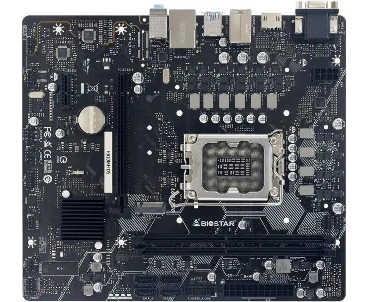 MB s1700 BIOSTAR H610 MH D5 Intel H610, 2x DDR5-5600 МГц, 1x PCI-Ex16, 1x M.2, Micro-ATX