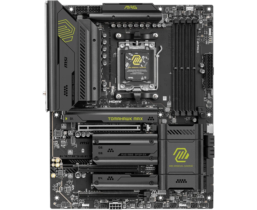 MB s AM5 MSI Mag B850 Tomahawk Max Wifi, 4*DDR5, 3*PCI Ex16, 4*M.2, 4*Type C, 2*USB3.2 Gen2, 5*USB3.2 Gen1, 8*USB2.0, 4*SATA3.0, 5 G, HDMI, ATX, RTL