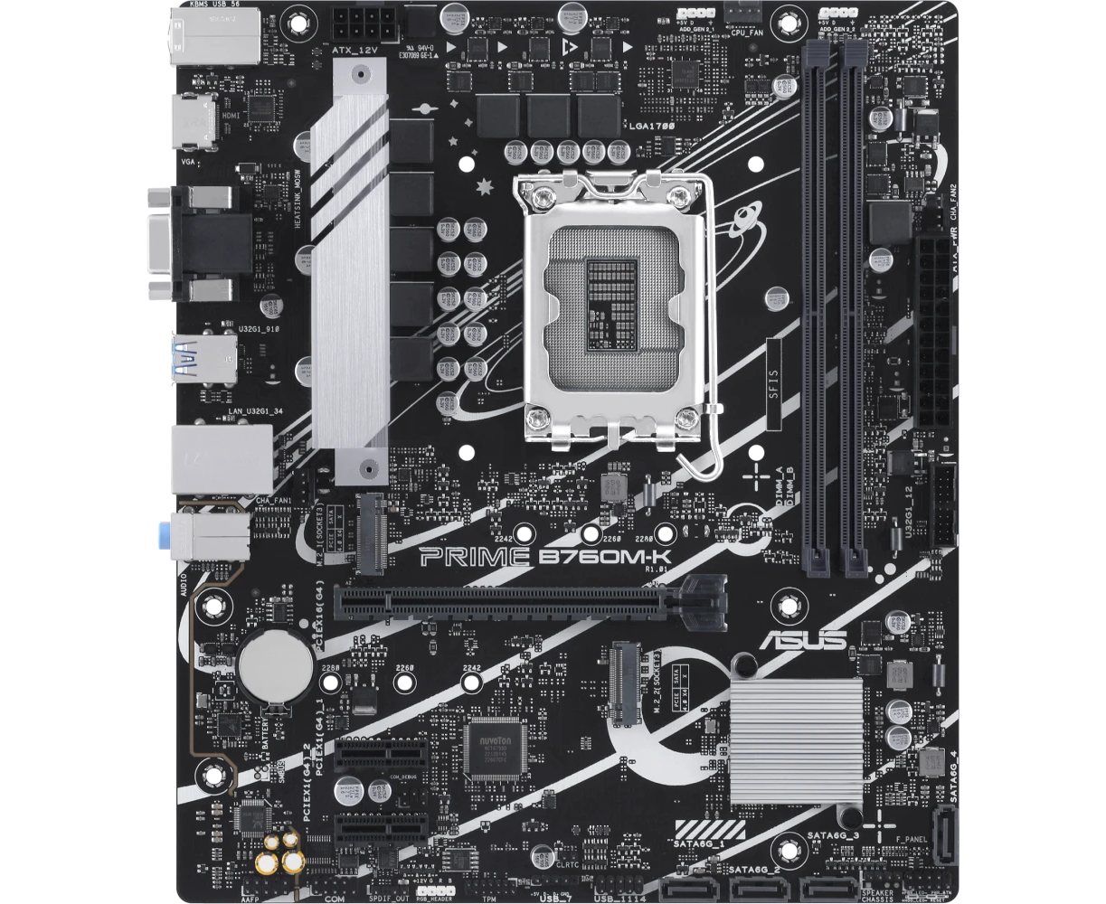 MB s1700 ASUS PRIME 90 MB1 FI0-M1 EAY0 B760 M-K m ATX 2x DDR5 PCI Ex16 2x PCI Ex1 2x M.2 HDMI VGA 2.5 GLAN