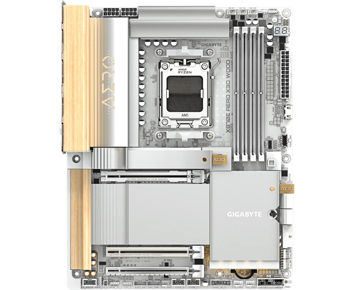 Материнская плата Gigabyte X870 E Aero X3 D Wood Socket AM5 AMD X870 E 4x DDR5 ATX AC`97 8ch(7.1) 2x5 Gg RAID+HDMI