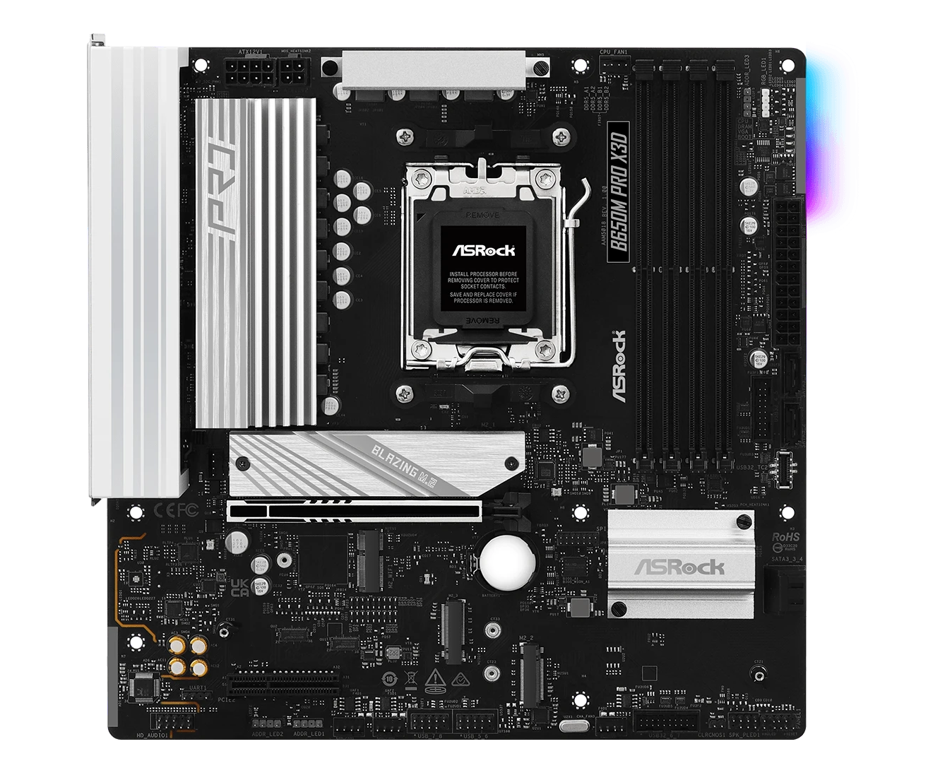 Материнская плата Asrock B650 M Pro X3 D Socket AM5 AMD B650 4x DDR5 m ATX AC`97 8ch(7.1) 2.5 Gg RAID+HDMI+DP