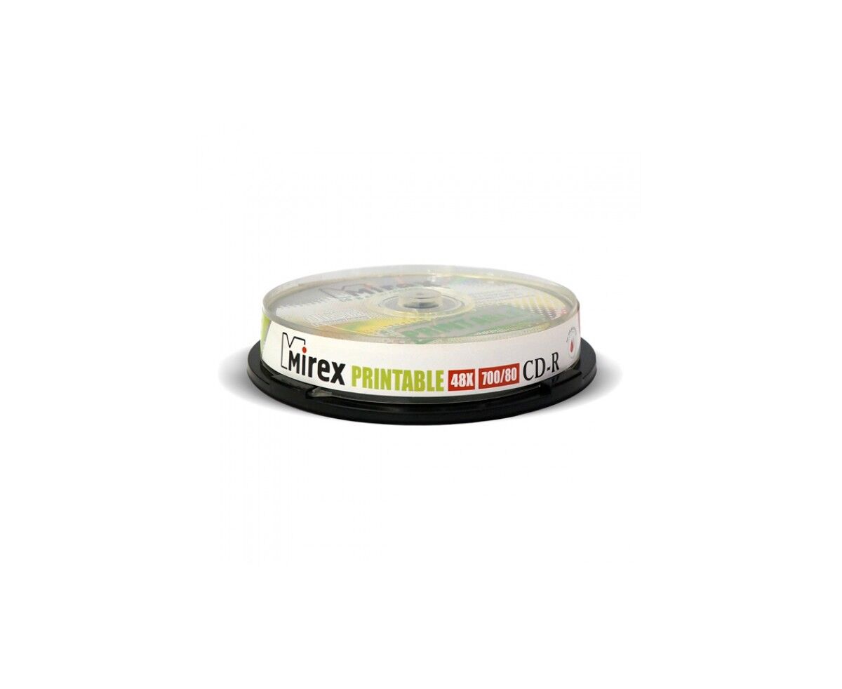 Диск CD-R Mirex 700 Mb, 48х, Cake Box (10), Ink Printable