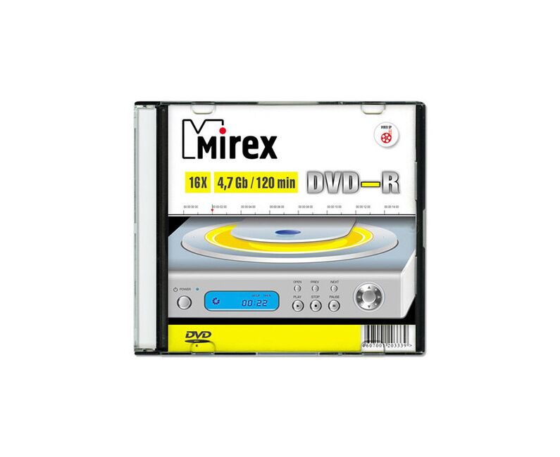 Диск DVD-R Mirex 4.7 Gb, 16x, Slim Case (1)