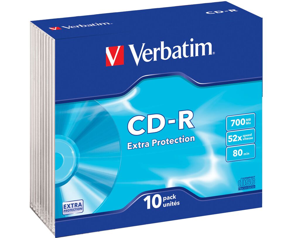 Диск CD-R Verbatim 700 Mb 52x Data Life Slim (10 шт.) 43415