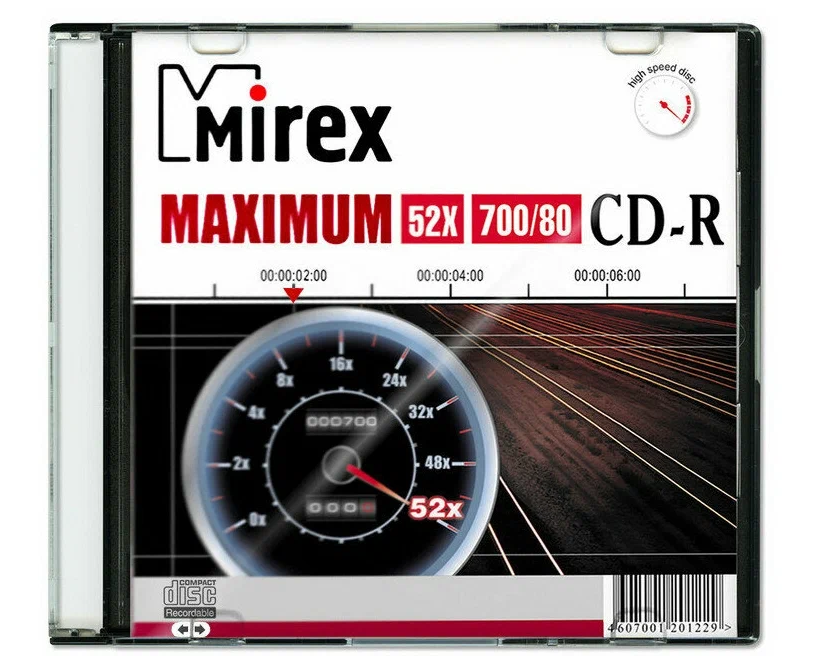 Диск CD-R Mirex (UL120052 A8 S) 700 Mb, 52х, Maximum, Slim Case (1), (1/200)