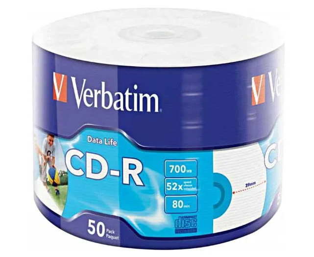 Диск CD-R Verbatim (43794) 700 Mb, 52x, Shrink (50), Ink Printable (50/600)