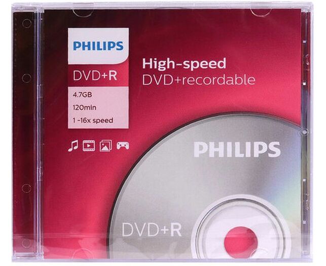 Диск DVD+R Philips DR4 S6 S01 F/97 4.7 Gb, 16x, Slim Case (1)