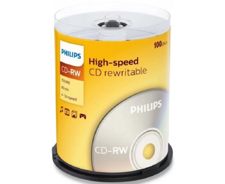 Диск CD-RW Philips CW7 D2 NB00/97 700 Mb, 12х, Cake Box (100)