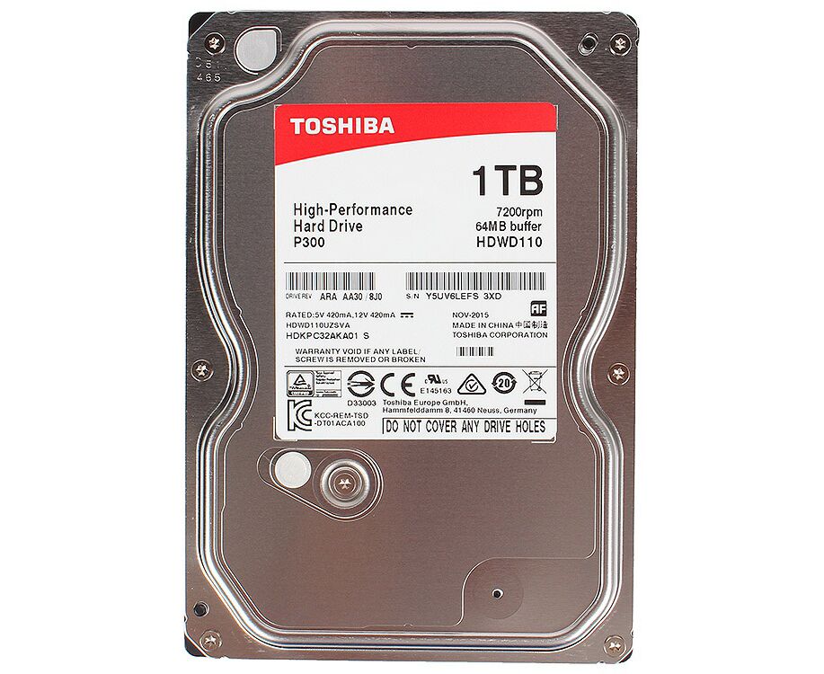 HDD 3.5" 1.0 TB 7200rpm SATA3 64 MB Toshiba P300 High Performance (HDWD110 UZSVA) (HDKPC32 AKA01)