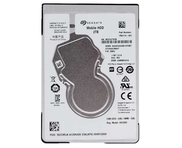 HDD 2.5" 2.0 TB 5400rpm SATA3 128 MB Seagate Mobile HDD (ST2000 LM007) 7 mm