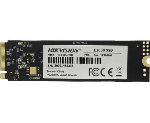 SSD Hikvision E1000 Series (HS-SSD-E1000/512 G) 512 GB, PCI-E 3.0 x4, up to 2000/1610 M Bs, 3 D TLC, NV Me, 22x80mm