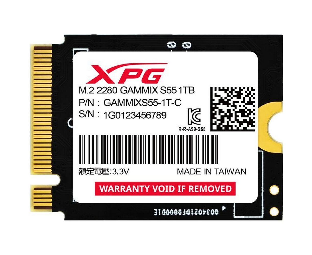 SSD ADATA XPG Gammix S55 (SGAMMIXS55-1 T-C) M.2 2230 1 TB PC Ie Gen4x4 with NV Me 5000/3700, 3 D ТLC Nand