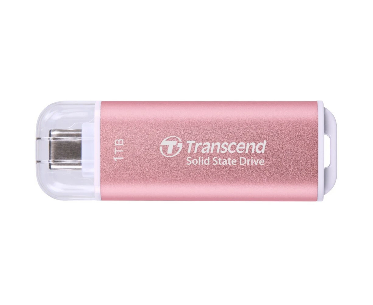 SSD Transcend ESD300 (TS1 TESD300 P) 1.0 Tb (USB3.2 gen 2, Type C, 1050/950 Mbs, 3 D Nand, 60x20x7.8mm, 9g) розовый