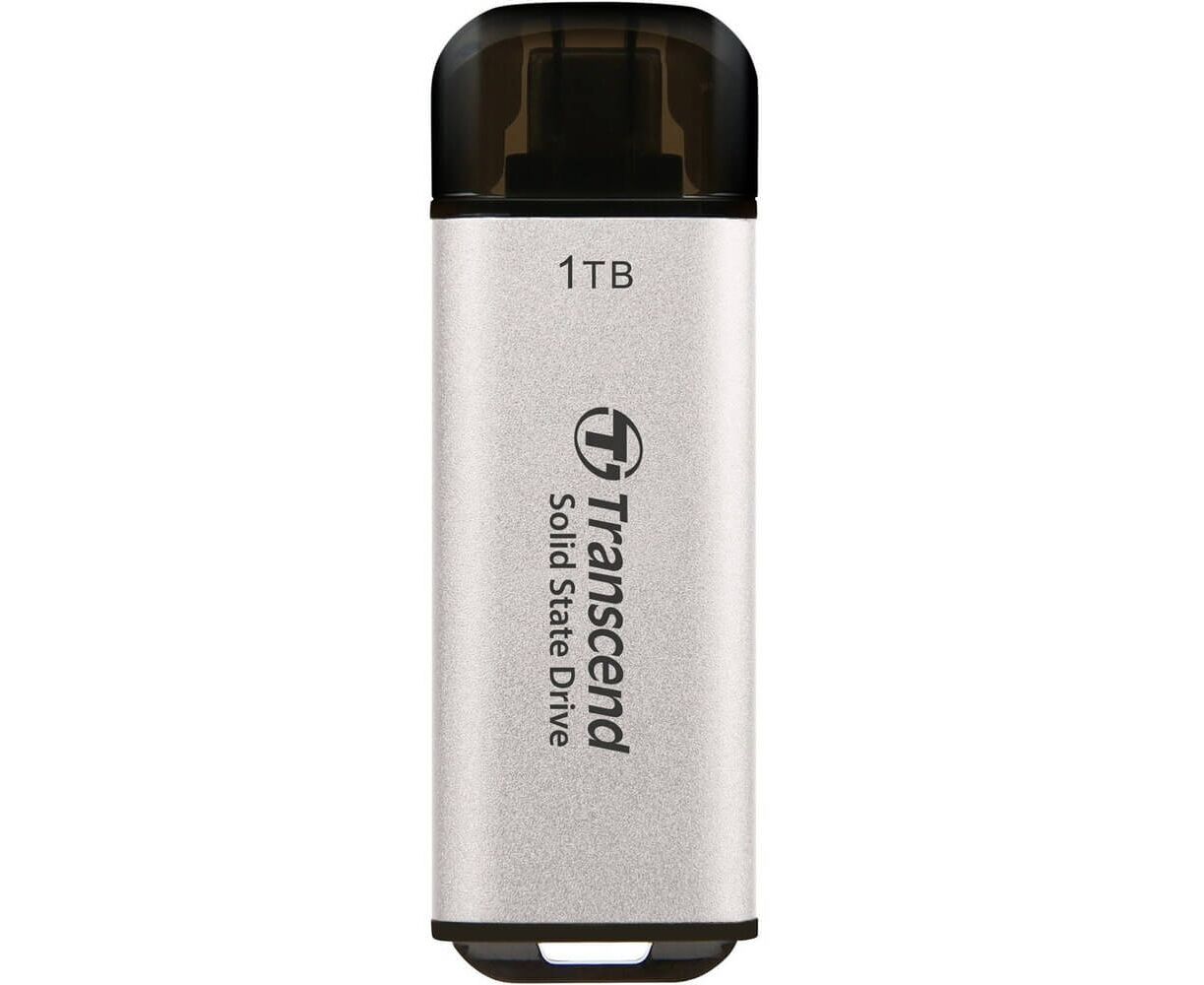 SSD Transcend ESD300 (TS1 TESD300 S) 1.0 Tb (USB3.2 gen 2, Type C, 1050/950 Mbs, 3 D Nand, 60x20x7.8mm, 9g) серебристый