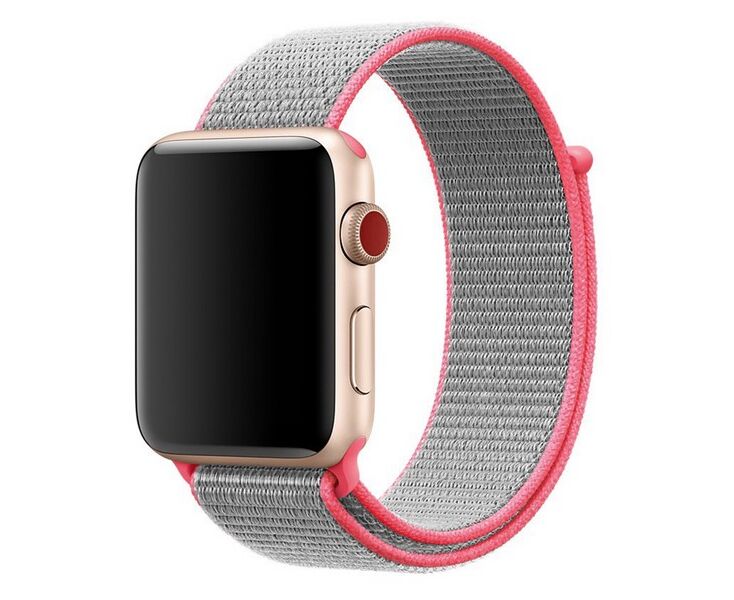 Ремешок Krutoff Nylon для Apple Watch 42/44mm (gray/pink) 42