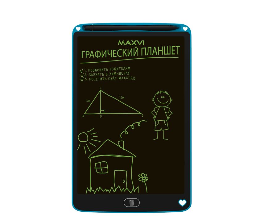 LCD планшет для заметок и рисования Maxvi MGT-02 blue