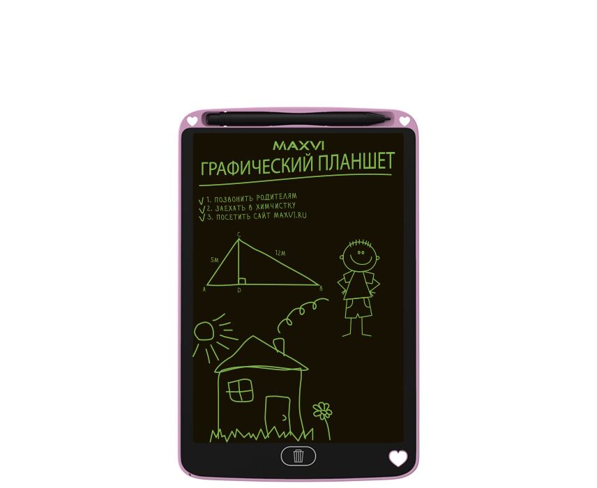 LCD планшет для заметок и рисования Maxvi MGT-01 pink