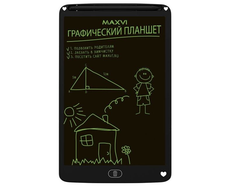 LCD планшет для заметок и рисования Maxvi MGT-02 black