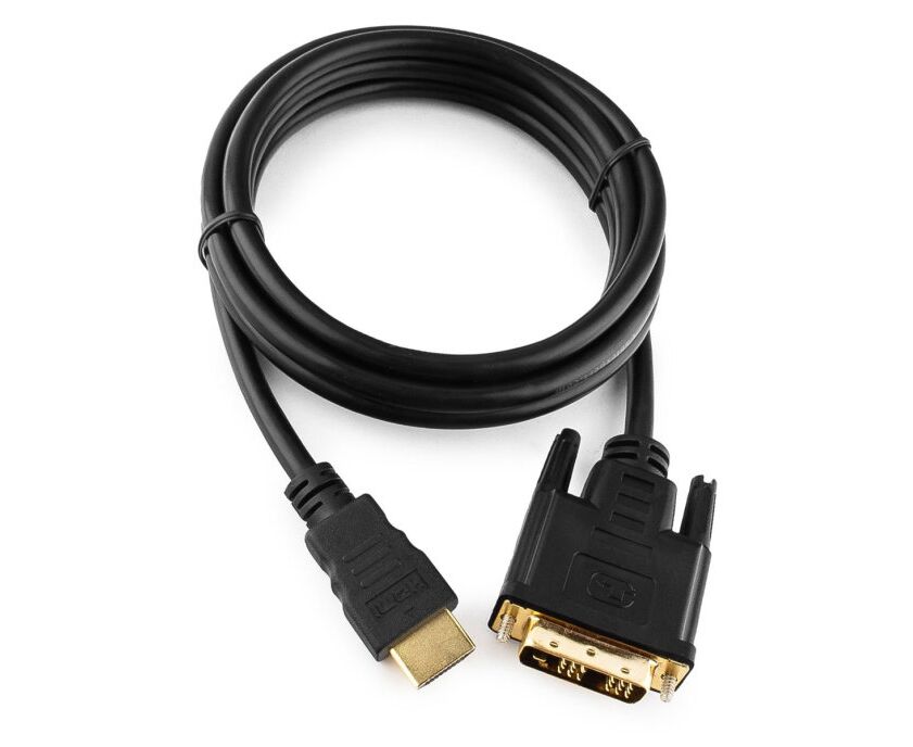 Кабель Gembird HDMI-DVI 1.8м, 19 M/19 M, single link, черный, позол.разъемы, экран (CC-HDMI-DVI-6)