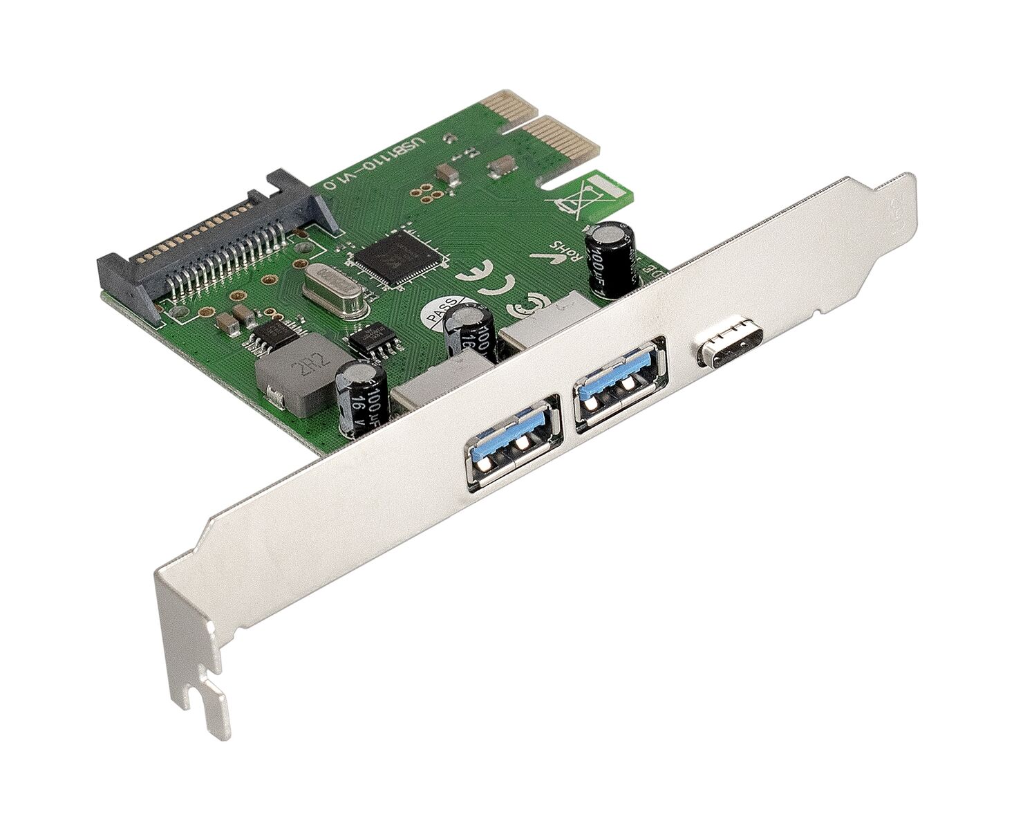 Контроллер Exegate EXE-323 EX283719 RUS PCI-E 2.0, 2*USB3.0 ext + 1*Type-C, разъем доп.питания (OEM)