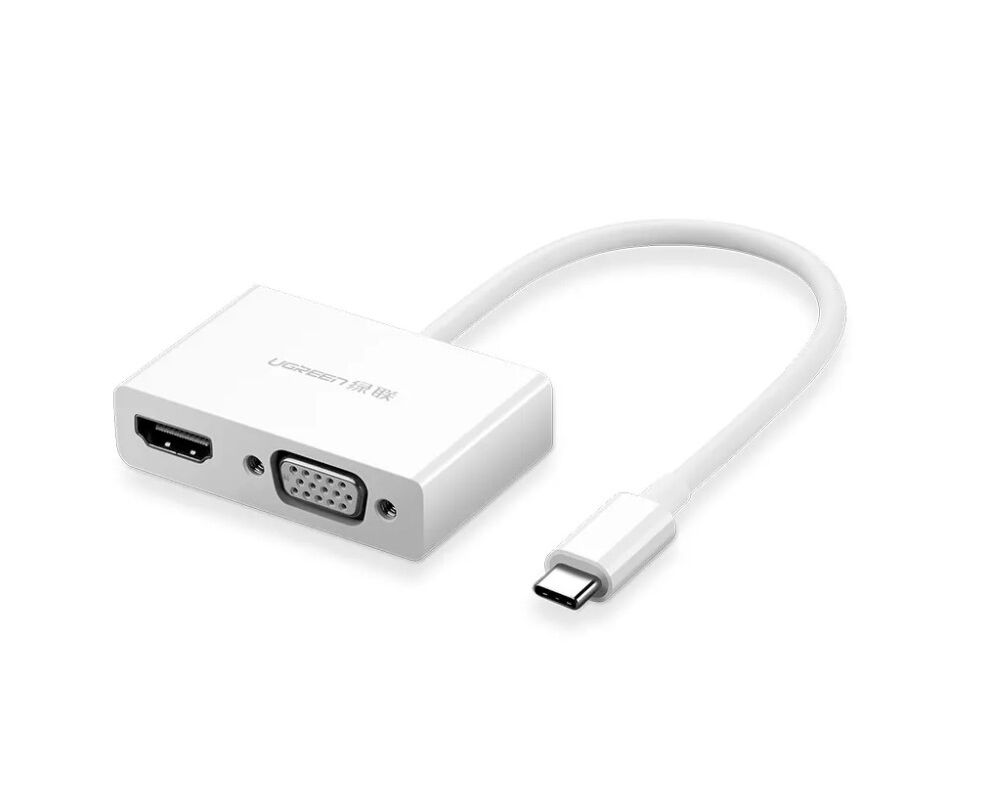 Адаптер U Green MM123 (30843) USB Type C to HDMI + VGA Converter белый