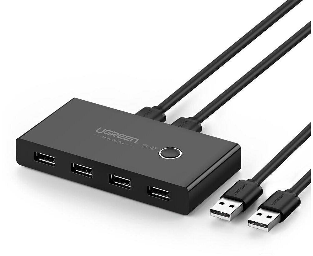 USB-хаб UGREEN US216 (30767) 2 In 4 Out USB 2.0 Sharing Switch Box Black