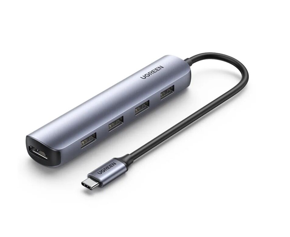 Адаптер U Green CM417 (20197) USB-C to 4*USB 3.0+HDMI Adapter серый