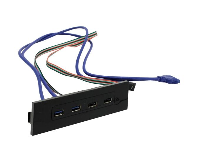Планка USB на переднюю панель Exe Gate U5 H-614, 5.25", 2*USB+2*USB3.0, черная, подсоединение к мат. плате 269460