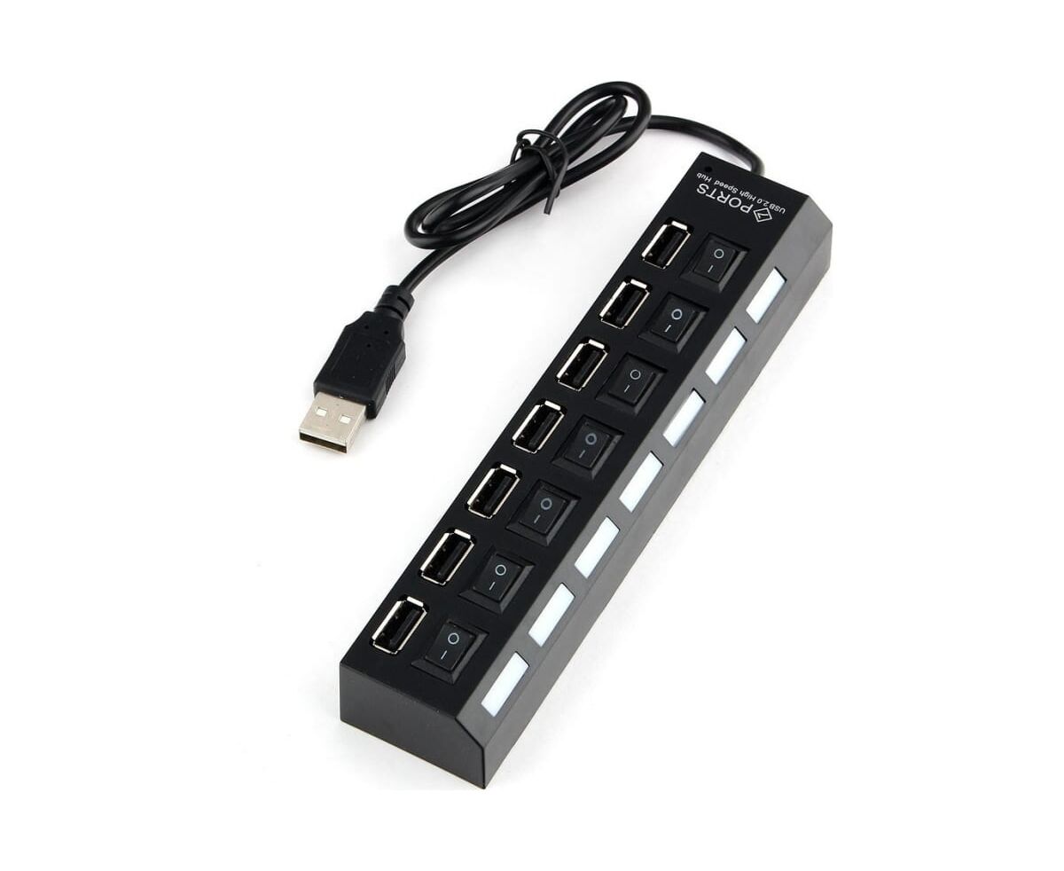 Концентратор USB2.0 Gembird UHB-U2 P7-02, 7 портов, питание, блистер