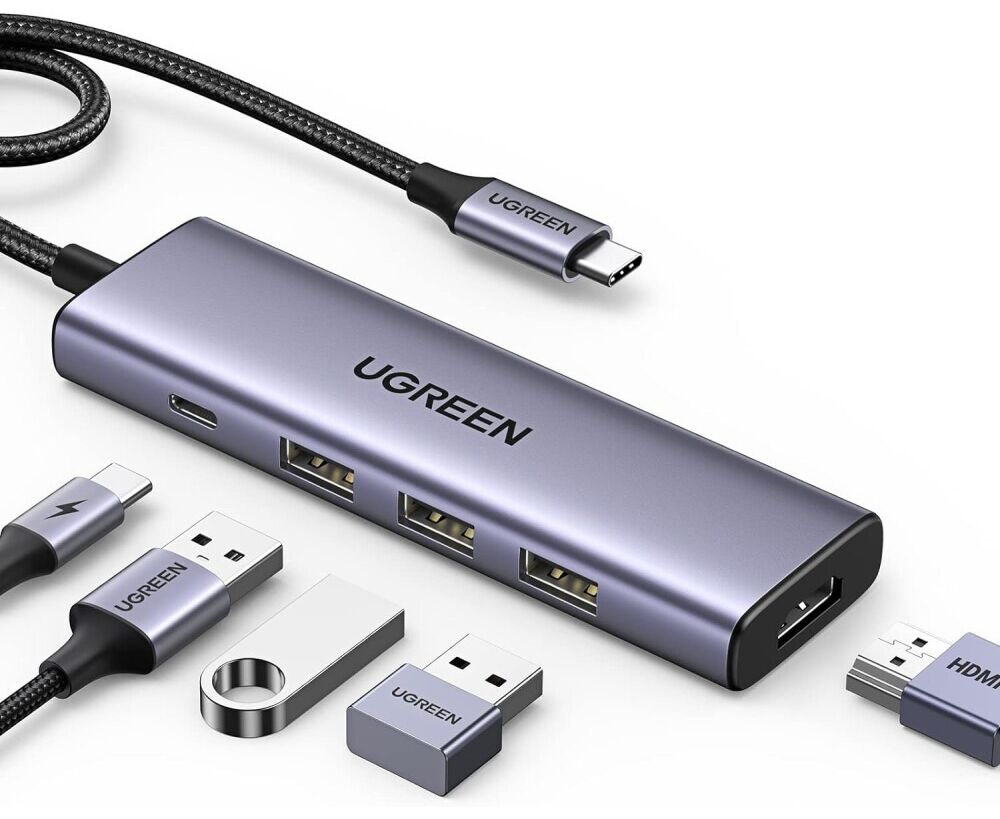 Конвертер UGREEN CM511 15597 USB-C To HDMI+3*USB 3.0 A+PD Power Converter Gray