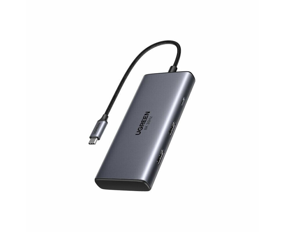 Конвертер UGREEN CM498 (15852) USB-C to2*USB-A 3.0+USB-C 3.0+2*HDMI+PD port Converter Gray