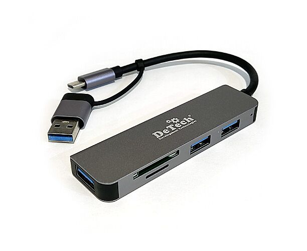 Контроллер De Tech DT-HB380 Type-C/USB3.0 на 3x USB3.0+SD+TF