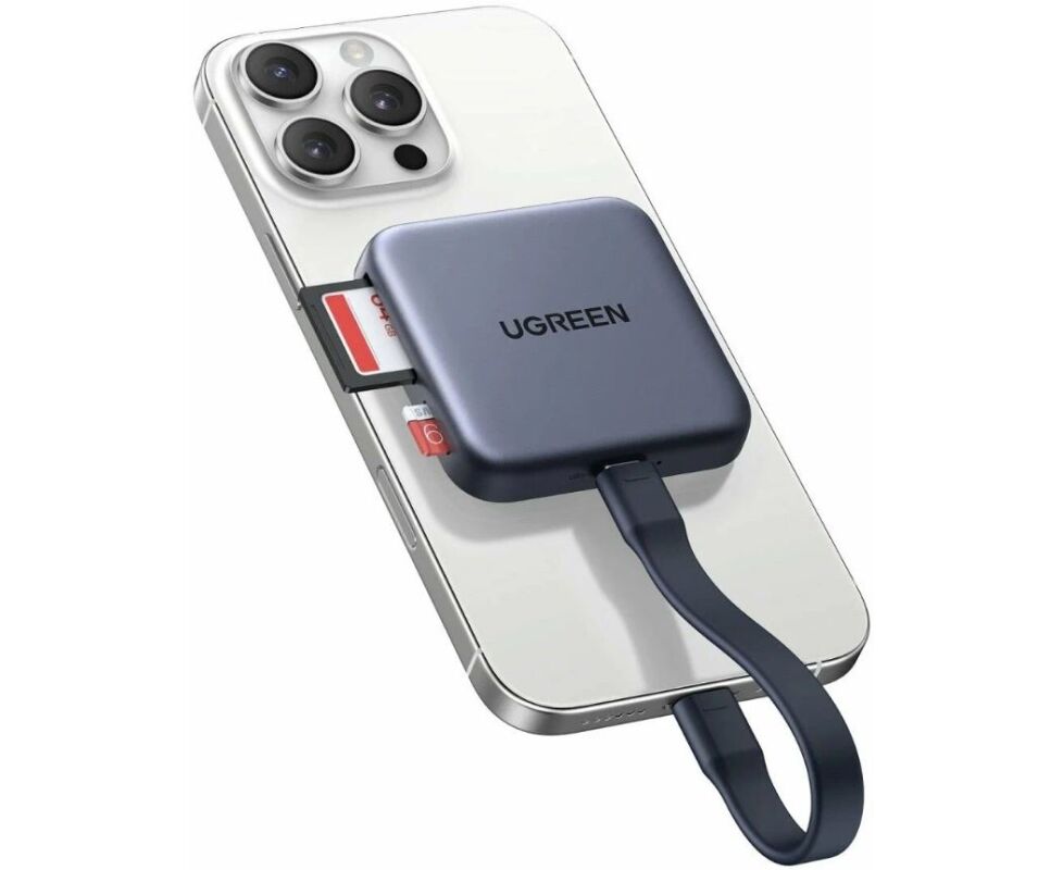 Кардридер UGREEN CM898 (65095) Magnetic 3-in-1 USB-C 1×SD Card Slot TF Card Slot Card Reader серый космос