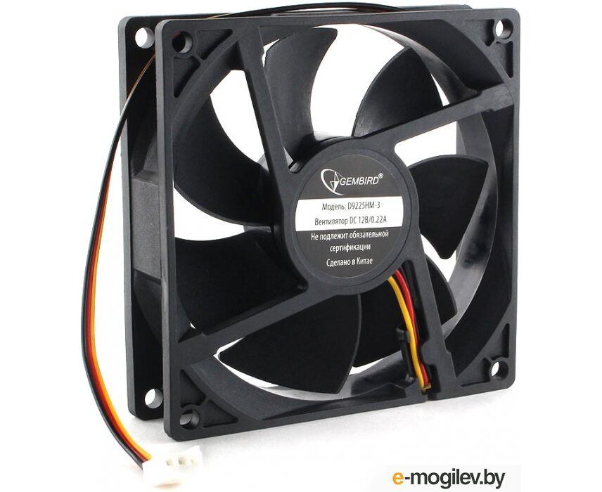 Вентилятор Gembird D9225 HM-3 92x92x25, гидродинамический, 3 pin, провод 30 см