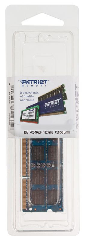 Модуль памяти Patriot SO-DIMM DDR3 4 GB PC10600 SO PSD34 G13332 S PATRIOT