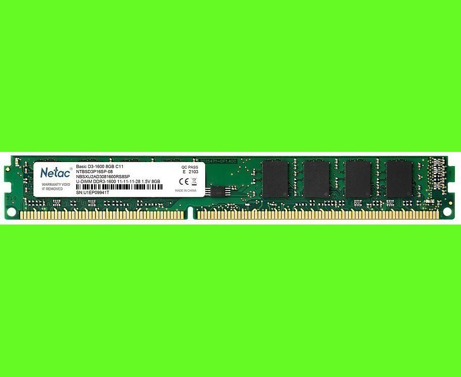 ОЗУ Netac Basic NTBSD3 P16 SP-08 DDR3 8 GB 1600 M Hz CL11 1.5 V