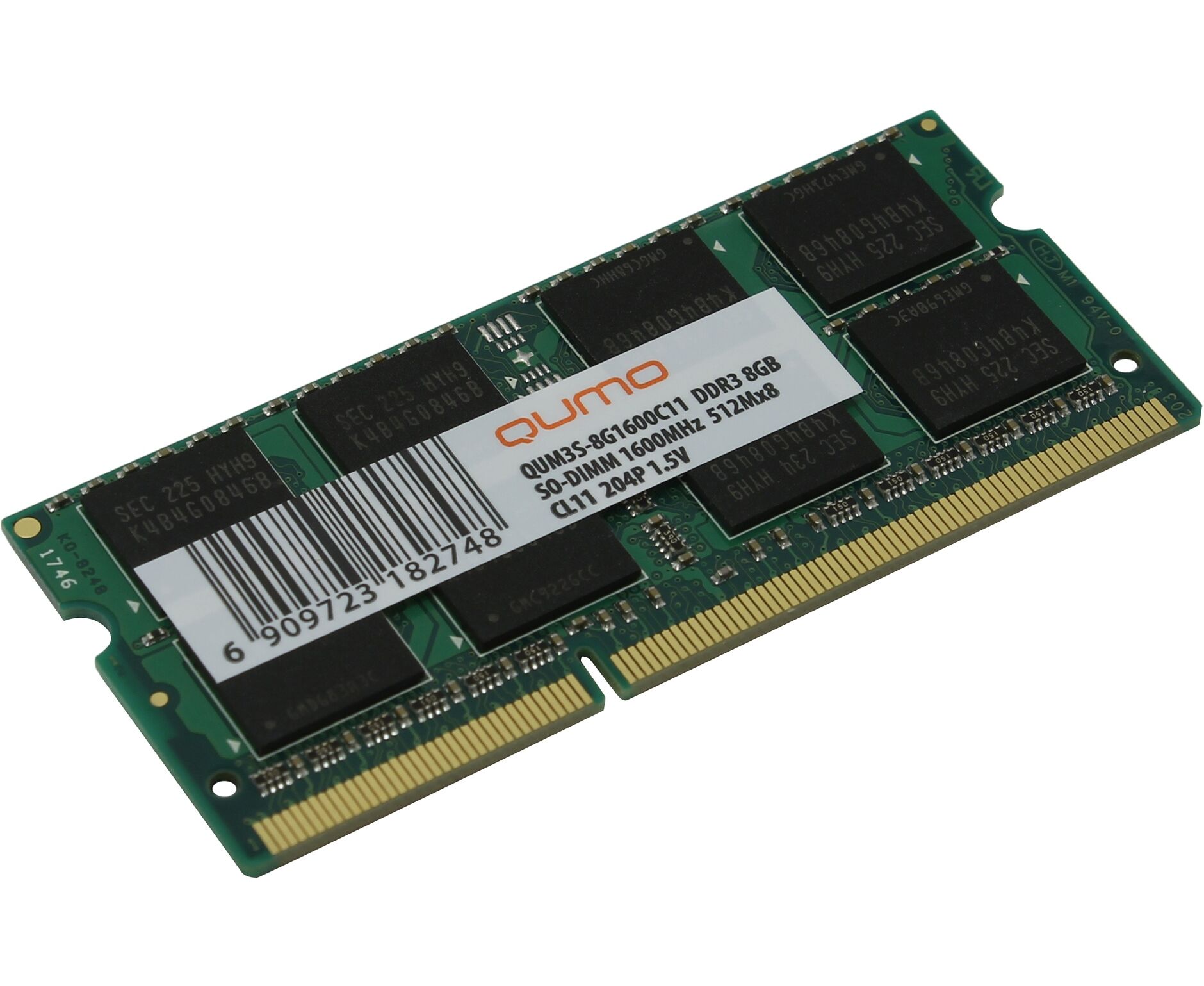 RAM SO-DIMM 8 GB DDR3-1600 PC3-12800 Qumo, CL11, 1.5 V, retail (QUM3 S-8 G1600 C11 R)
