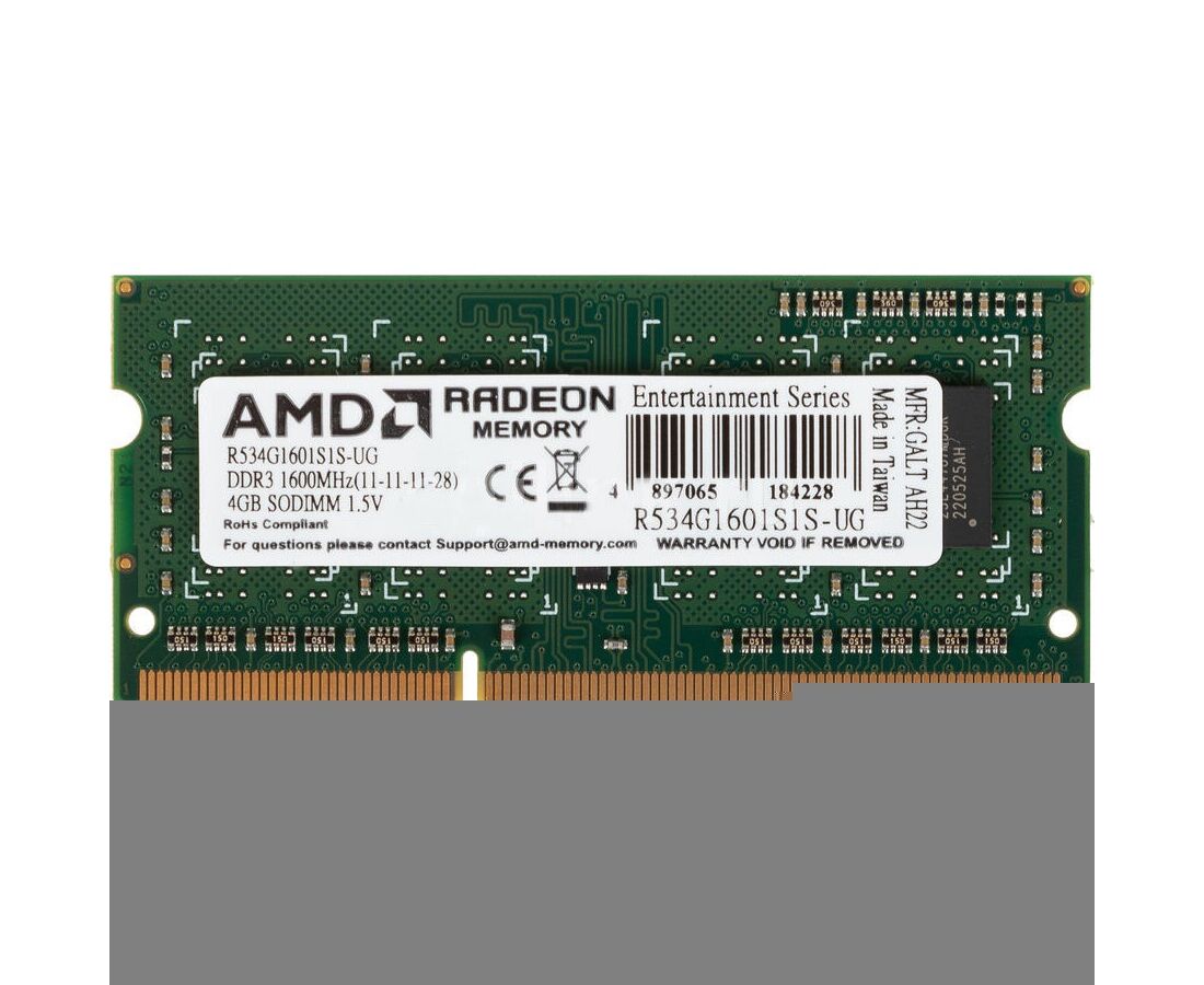 ОЗУ AMD R534 G1601 S1 S-UG DDR3 4 Gb 1600 M Hz RTL PC3-12800 CL11 SO-DIMM 204-pin 1.5 В