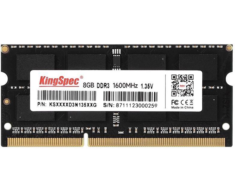 ОЗУ Kingspec KS1600 D3 N13508 G DDR3 8 Gb 1600 M Hz RTL PC3-12800 CL11 SO-DIMM 204-pin 1.35 В
