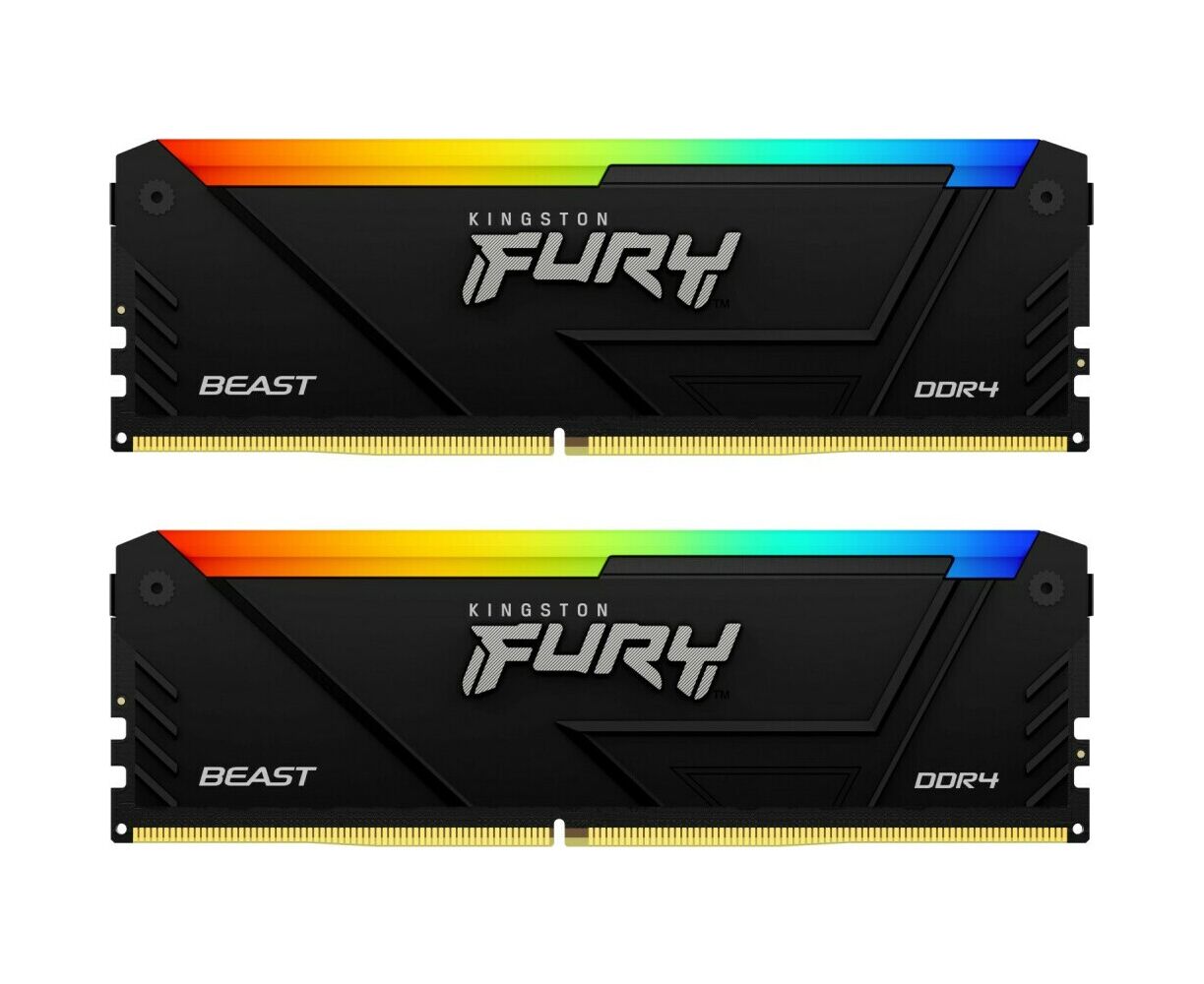 ОЗУ Kingston Fury Beast RGB KF432 C16 BB2 AK2/32 DDR4 2x16 GB 3200 M Hz RTL Gaming PC4-25600 CL16 DIMM 288-pin 1.35 В kit single rank с радиатором Ret