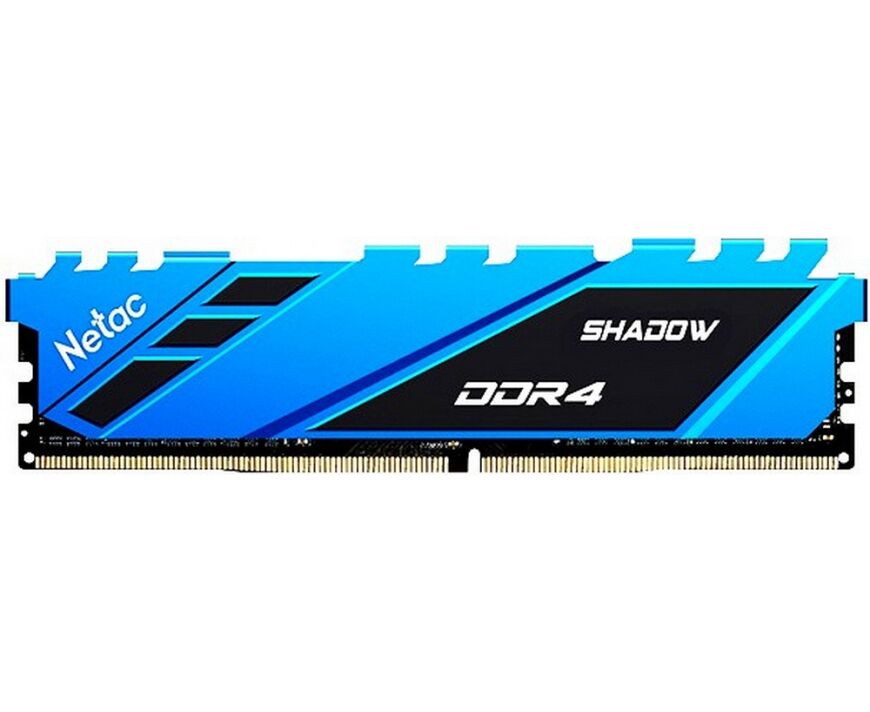 ОЗУ Netac Shadow NTSDD4 P26 SP-08 B DDR 4 DIMM 8 Gb PC21300, 2666 Mhz, C19 Blue, с радиатором