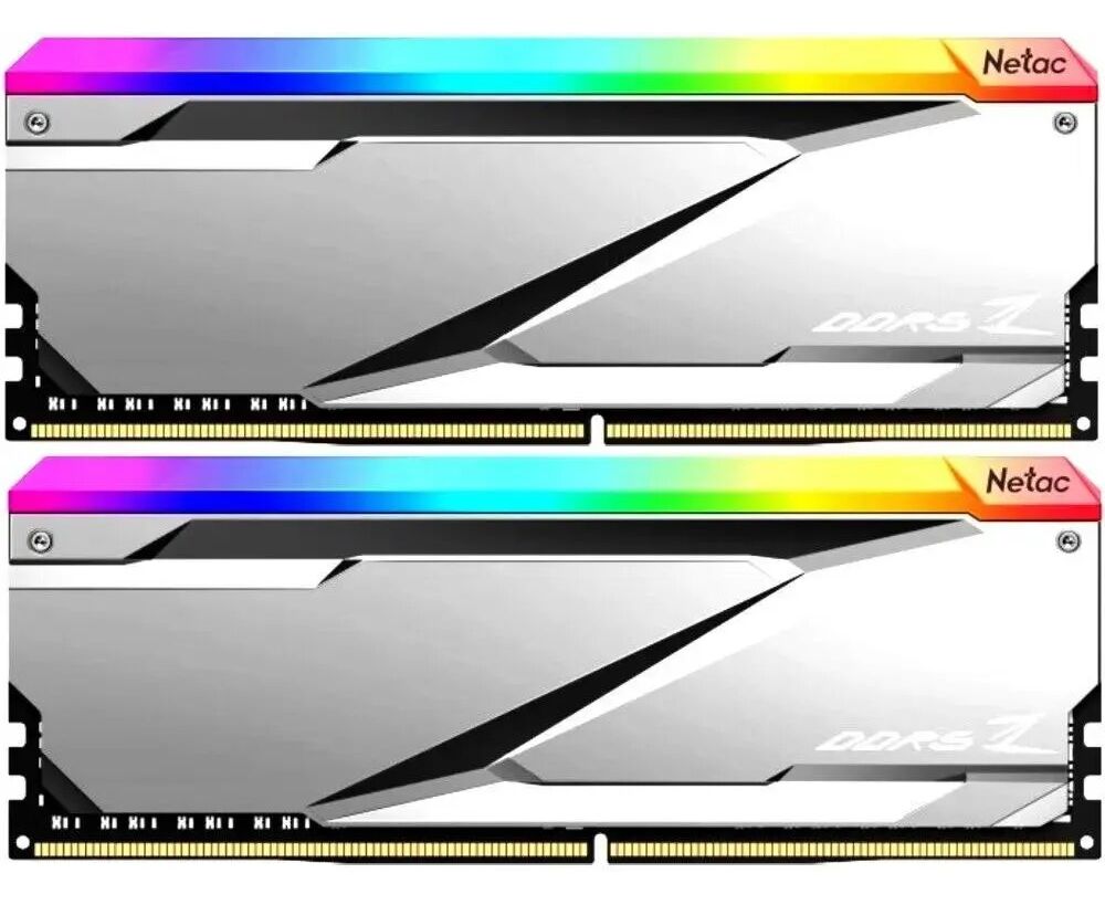 ОЗУ Netac Z NTZED5 P68 DP-32 S DDR 5 DIMM 32 Gb (16 Gbx2) 6800 Mhz, RGB DDR5-6800 C34 Silver, с радиатором
