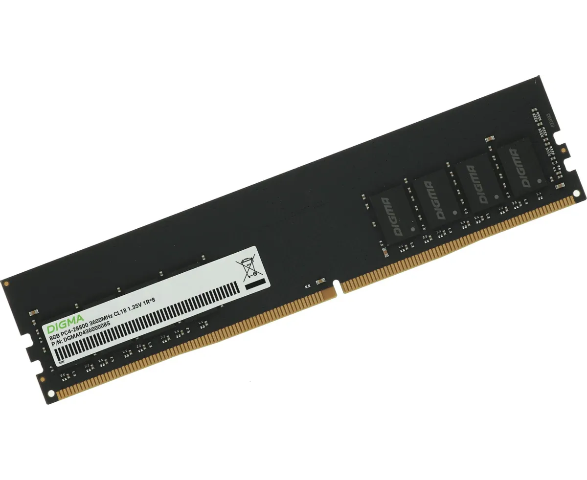ОЗУ Digma DGMAD43600008 S DDR4 8 GB 3600 M Hz RTL PC4-28800 CL18 DIMM 288-pin 1.35 В single rank Ret