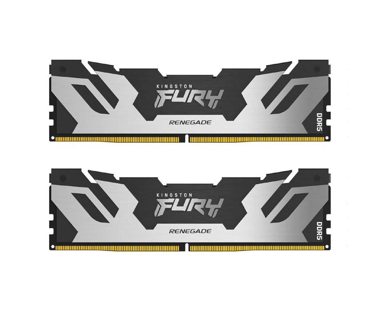 ОЗУ Kingston Fury Renegade Silver/Black 96 GB (KF564 C32 RSK2-96) DDR5 6400 XMP Non-ECC Unbuffered DIMM (Kit 2*48gb) 2 RX8 32-39-39 1.4 V 288-pin 24 Gbit