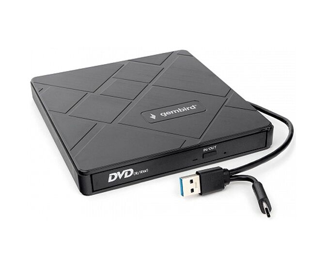 Привод Gembird DVD-USB-04 USB 3.0 пластик, со встроенным кардридером и хабом черный